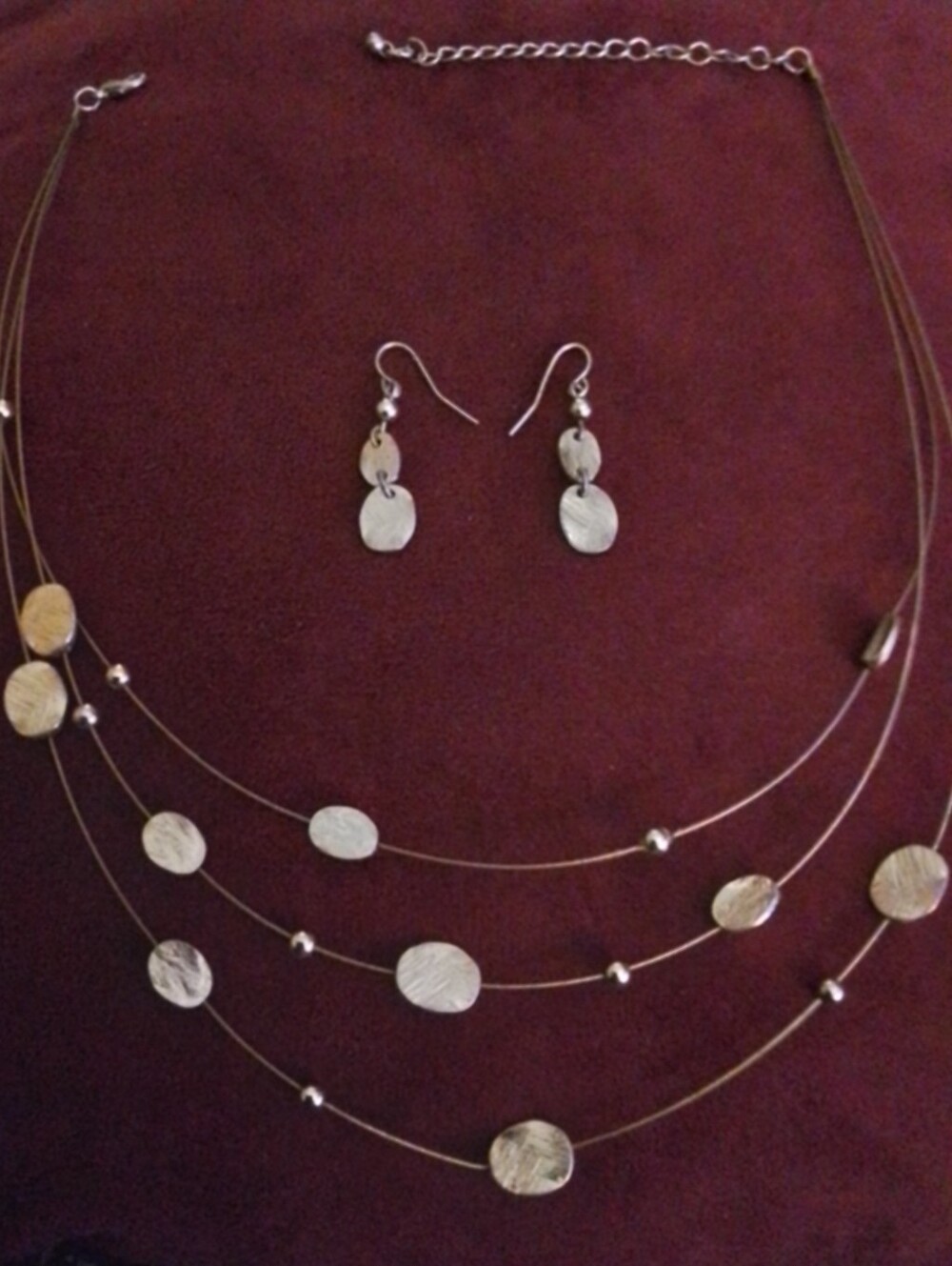 Elegant Multi-Strand Gold Disc Necklace and Earring Set - Women Jewelry - Picture 1 of 1